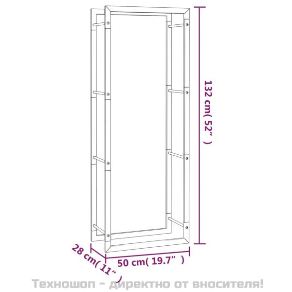 Стойка за дърва за огрев, черен мат, 50x28x132 см, стомана