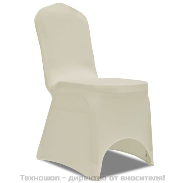Покривни калъфи за столове, еластични, 4 бр, кремави