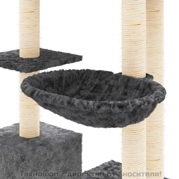 Котешко дърво със сизалени стълбове, тъмносиво, 142 см