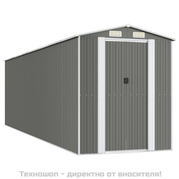 Градинска барака светлосива 192x689x223см поцинкована стомана