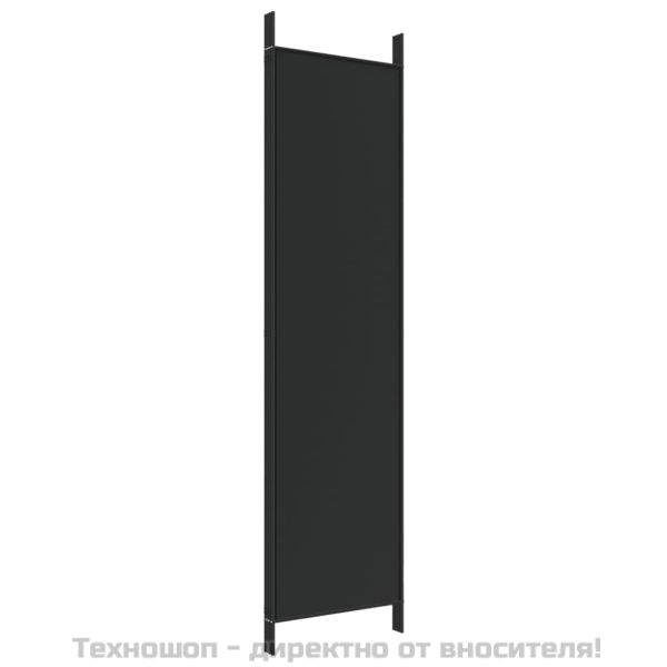 Параван за стая, 4 панела, черен, 200x200 cм, плат