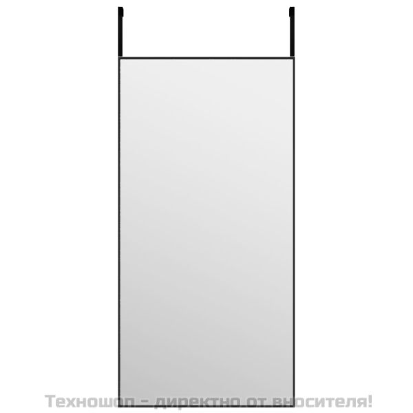 Огледало за врата, черно, 40x80 см, стъкло и алуминий