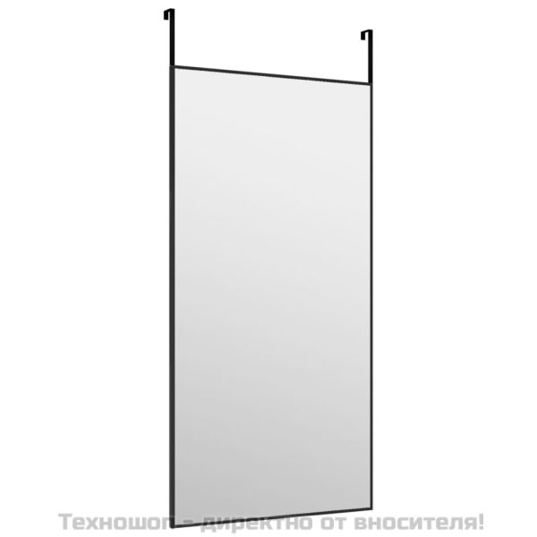 Огледало за врата, черно, 40x80 см, стъкло и алуминий