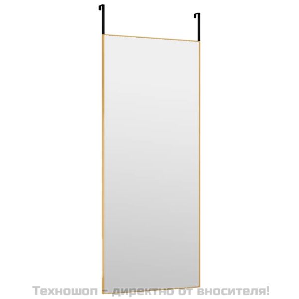 Огледало за врата, златисто, 40x100 см, стъкло и алуминий