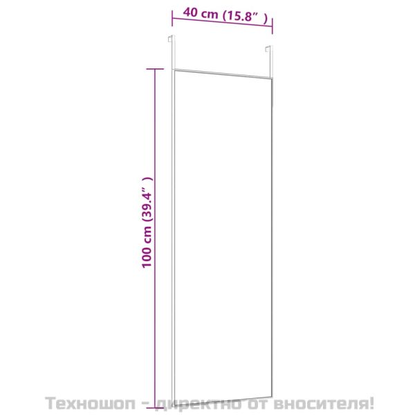 Огледало за врата, златисто, 40x100 см, стъкло и алуминий