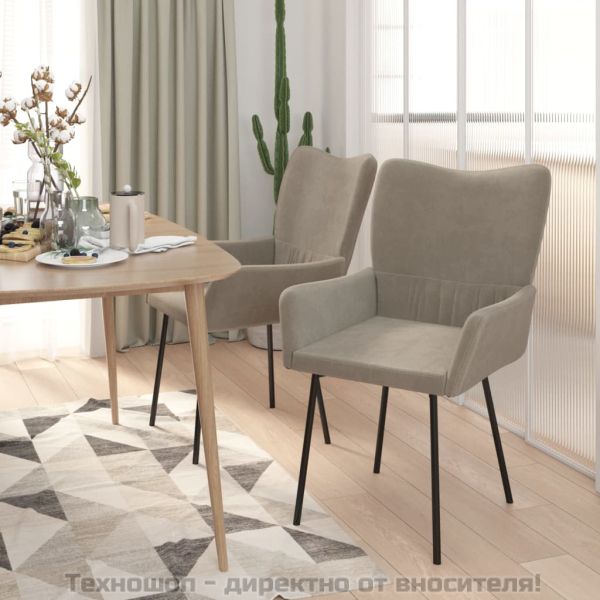 Трапезни столове, 2 бр, светлосиви, кадифе