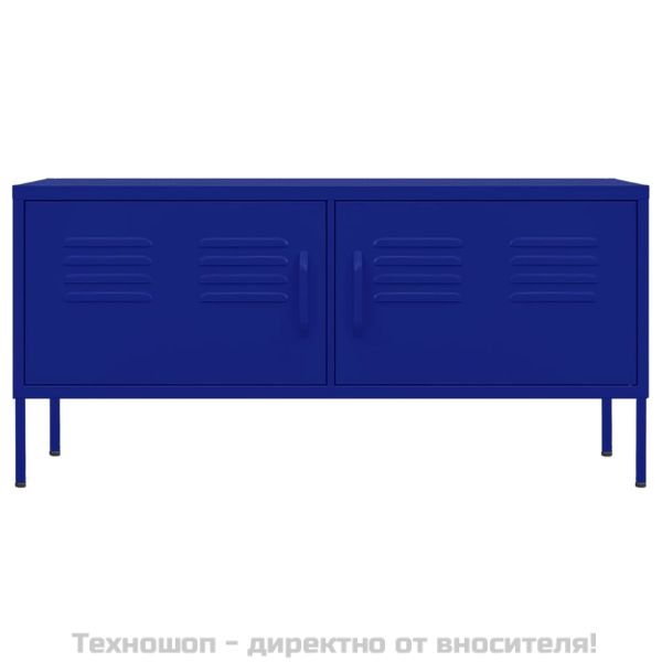 ТВ шкаф, нейви синьо, 105x35x50 см, стомана