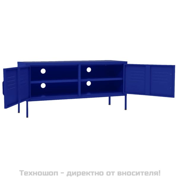 ТВ шкаф, нейви синьо, 105x35x50 см, стомана