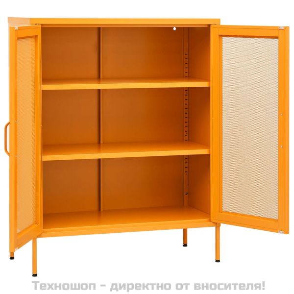 Шкаф за съхранение, цвят горчица жълт, 80x35x101,5 см, стомана