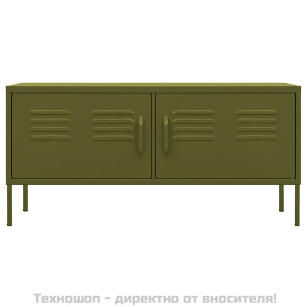 ТВ шкаф, маслиненозелен, 105x35x50 см, стомана