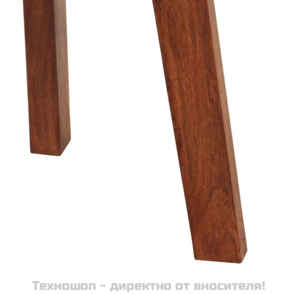 Бар табуретки 2 бр естествена кожа и акациево дърво масив