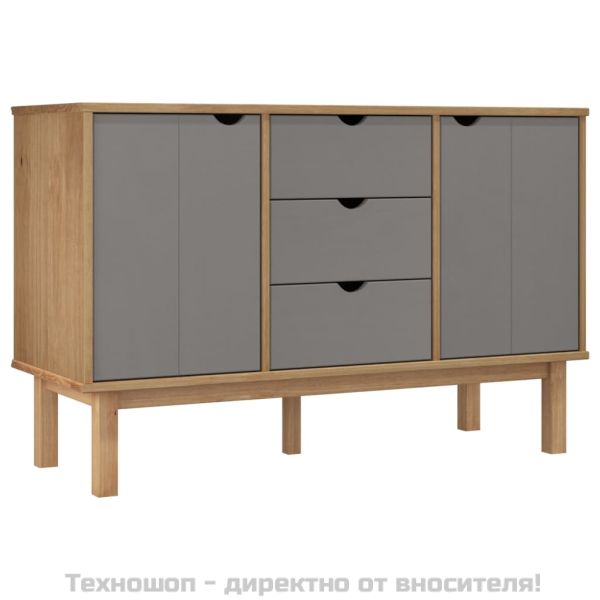 Сайдборд OTTA, кафяво и сиво, 113,5x43x73 см, бор масив