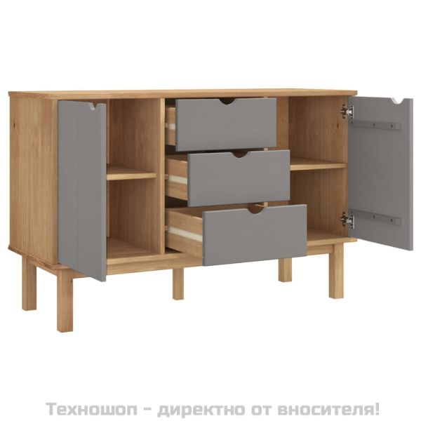 Сайдборд OTTA, кафяво и сиво, 113,5x43x73 см, бор масив