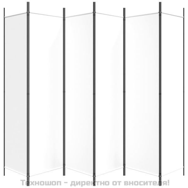 Параван за стая, 6 панела, бял, 300x200 см, текстил