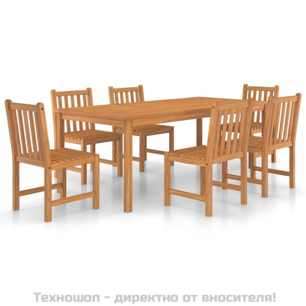 Градински комплект за хранене, 7 части, 200x100 см, масивно тиково дърво