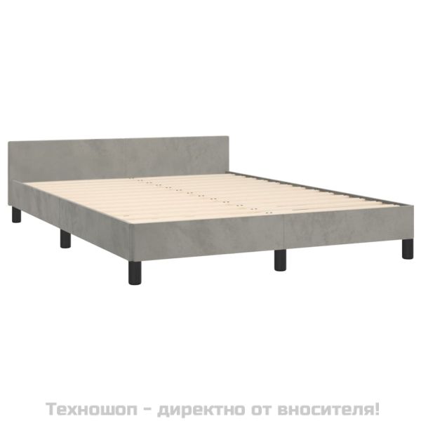 Рамка за легло без матрак, светлосива, 140x200 см, кадифе
