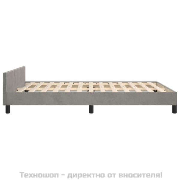 Рамка за легло без матрак, светлосива, 140x200 см, кадифе