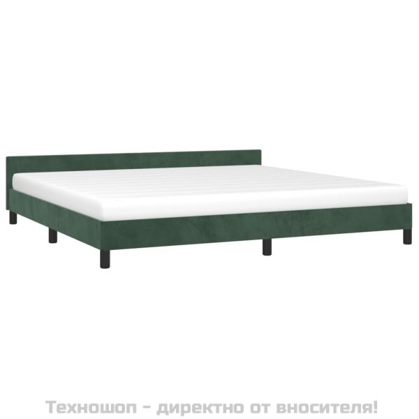 Рамка за легло без матрак, тъмнозелена, 200x200 см, кадифе