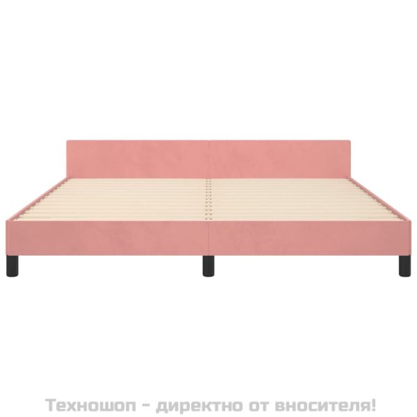 Рамка за легло с табла без матрак, розова, 160x200 см, кадифе