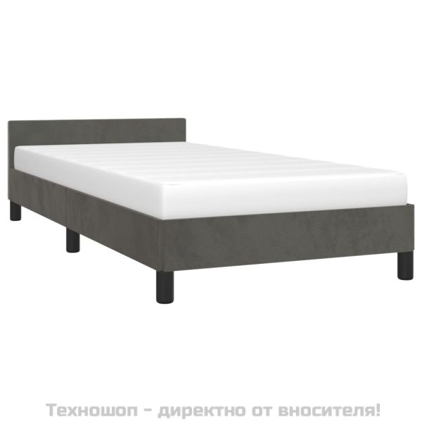 Рамка за легло без матрак, тъмносива, 90x200 см, кадифе
