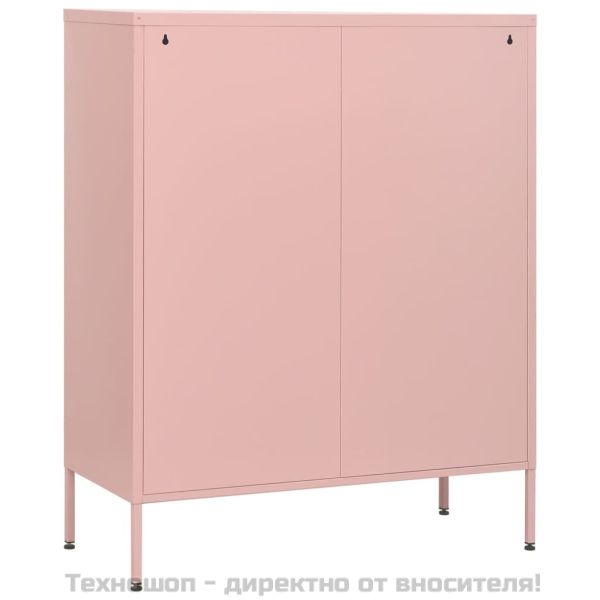 Шкаф с чекмеджета, розов, 80х35х101,5 см, стомана