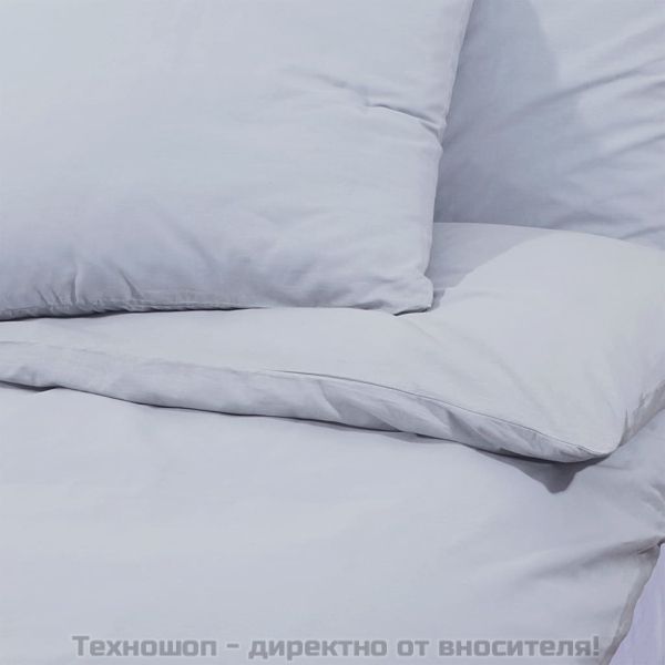 Комплект спално бельо, cиво, 135x200 см, памук