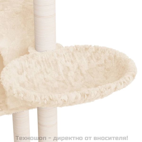 Котешко дърво със сизалени стълбове, кремаво, 108,5 см