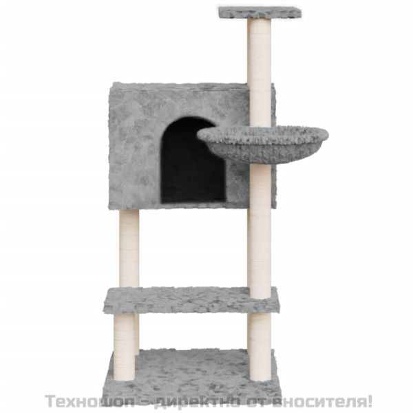 Котешко дърво със сизалени стълбове, светлосиво, 108,5 см