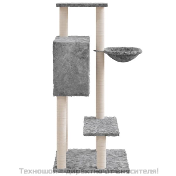 Котешко дърво със сизалени стълбове, светлосиво, 108,5 см