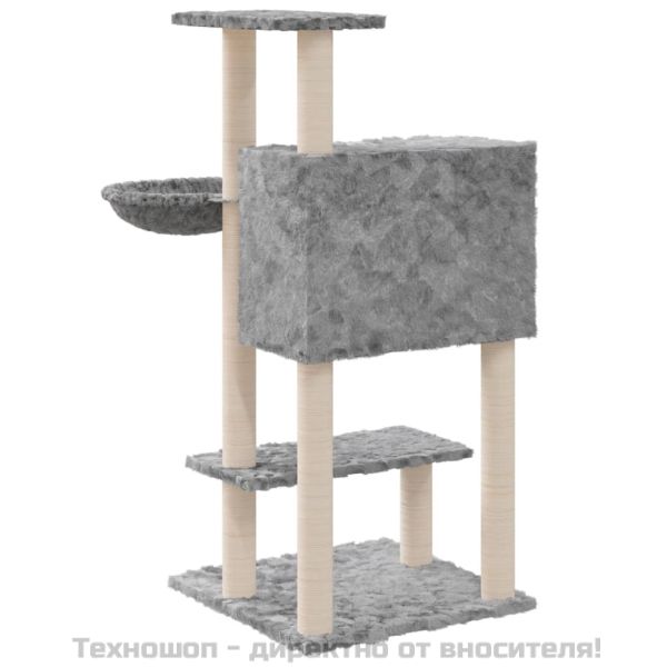 Котешко дърво със сизалени стълбове, светлосиво, 108,5 см