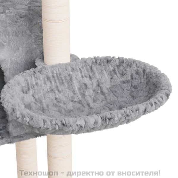 Котешко дърво със сизалени стълбове, светлосиво, 108,5 см
