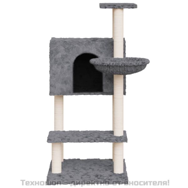 Котешко дърво със сизалени стълбове, тъмносиво, 108,5 см