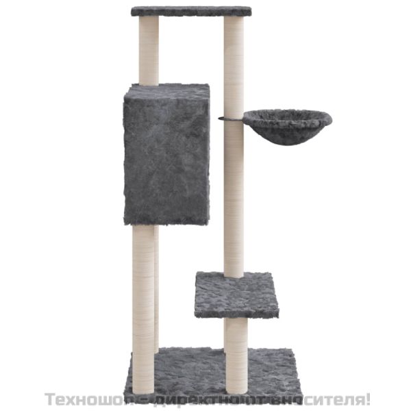 Котешко дърво със сизалени стълбове, тъмносиво, 108,5 см