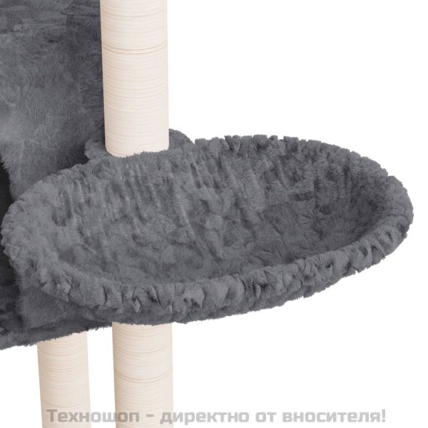 Котешко дърво със сизалени стълбове, тъмносиво, 108,5 см