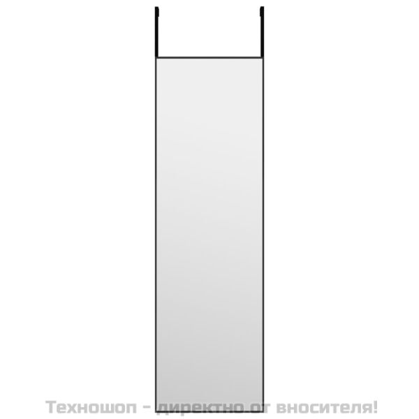 Огледало за врата, черно, 30x100 см, стъкло и алуминий