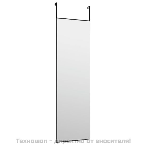 Огледало за врата, черно, 30x100 см, стъкло и алуминий
