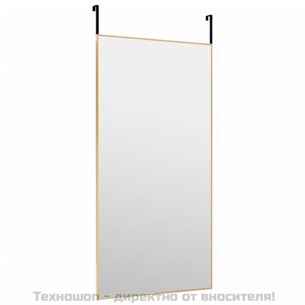 Огледало за врата, златисто, 50x100 см, стъкло и алуминий