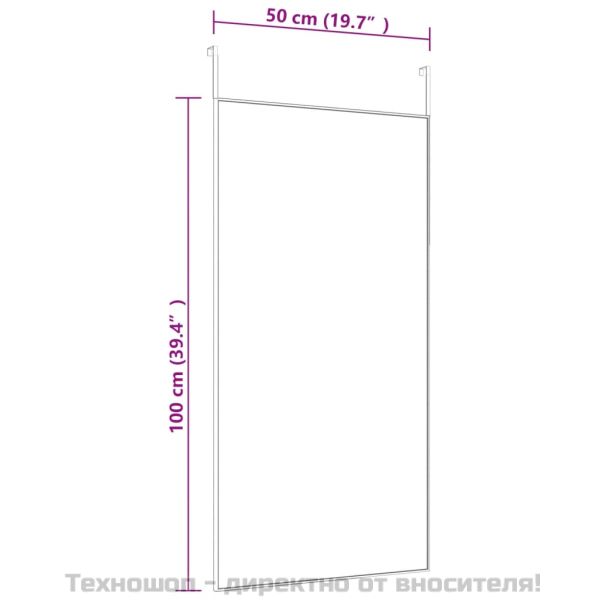 Огледало за врата, златисто, 50x100 см, стъкло и алуминий