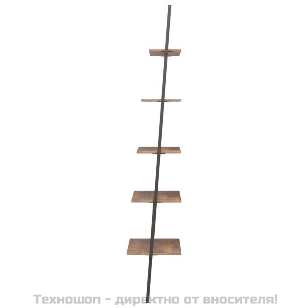 Етажерка стълба с 5 рафта тъмнокафяво и черно 64x34x185,5 см