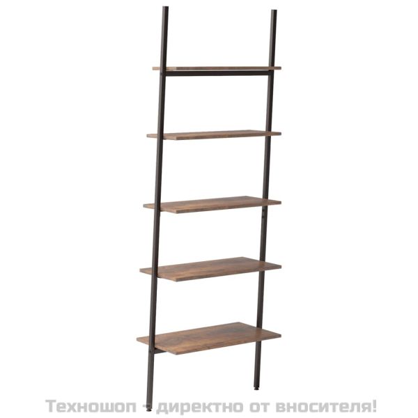 Етажерка стълба с 5 рафта тъмнокафяво и черно 64x34x185,5 см