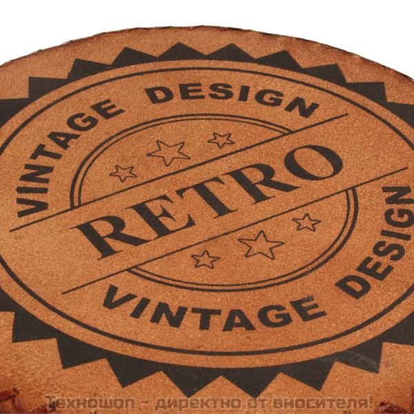 Бар табуретки 2 бр естествена кожа и акациево дърво масив