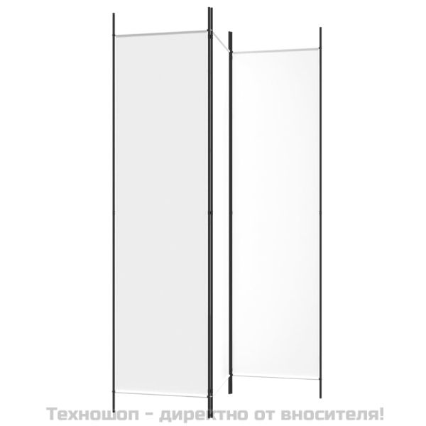 Параван за стая, 3 панела, бял, 150x200 см, текстил