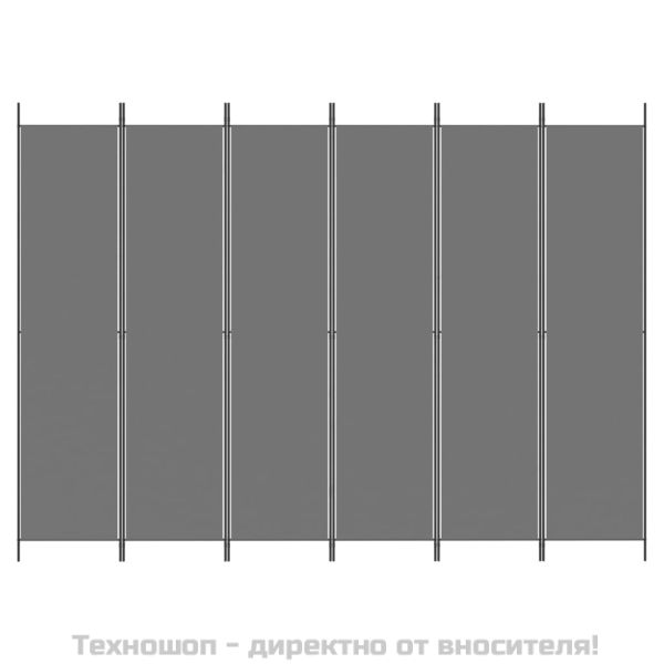 Параван за стая, 6 панела, антрацит, 300x220 cм, текстил