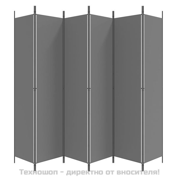 Параван за стая, 6 панела, антрацит, 300x220 cм, текстил