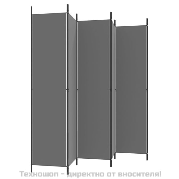 Параван за стая, 6 панела, антрацит, 300x220 cм, текстил