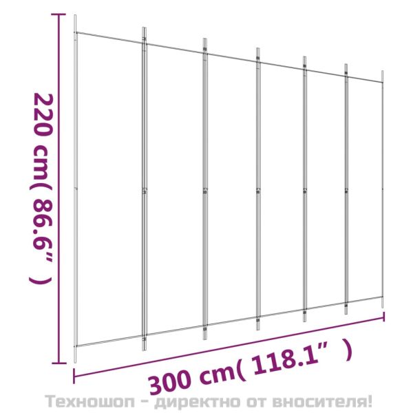 Параван за стая, 6 панела, антрацит, 300x220 cм, текстил