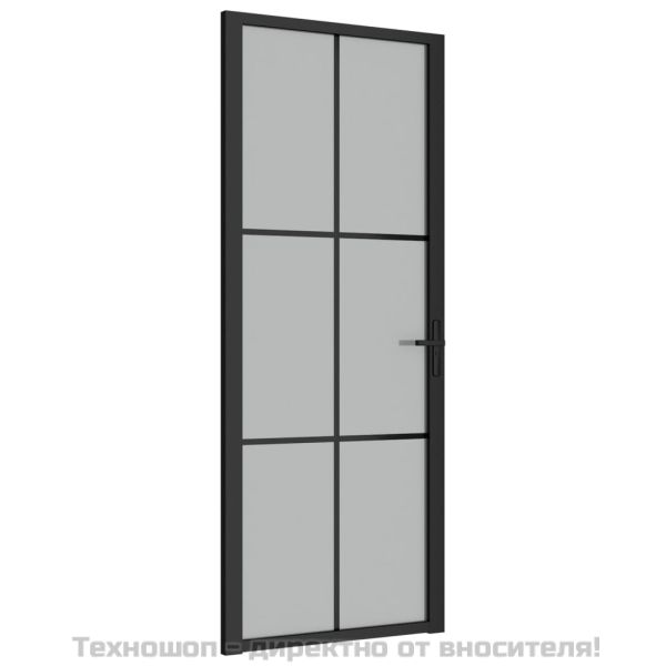 Интериорна врата, 83x201,5 см, черен мат, стъкло и алуминий