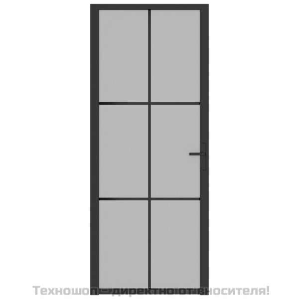 Интериорна врата, 83x201,5 см, черен мат, стъкло и алуминий