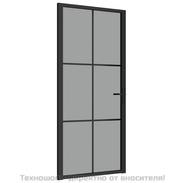 Интериорна врата 93x201,5 см черна ESG стъкло и алуминий