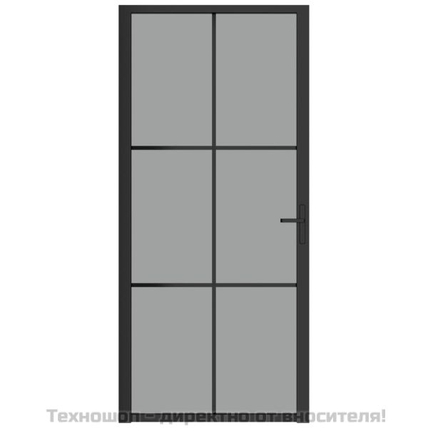 Интериорна врата 93x201,5 см черна ESG стъкло и алуминий
